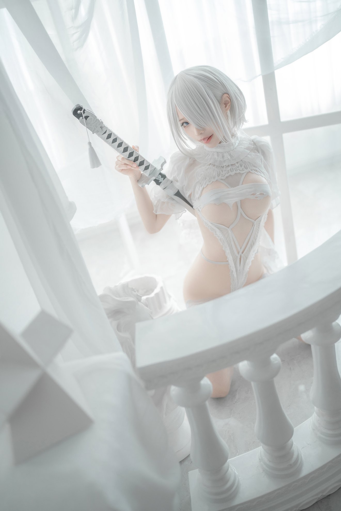 Coser@蠢沫沫 Vol.140 2B 白婚纱 0009