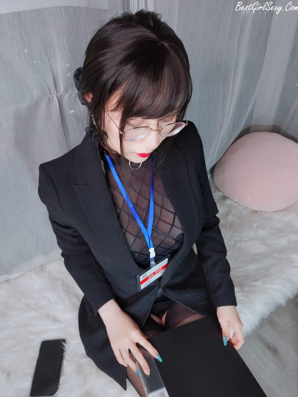 Coser@白银81 Vol.057 自撮り 黑丝情趣 A 0002