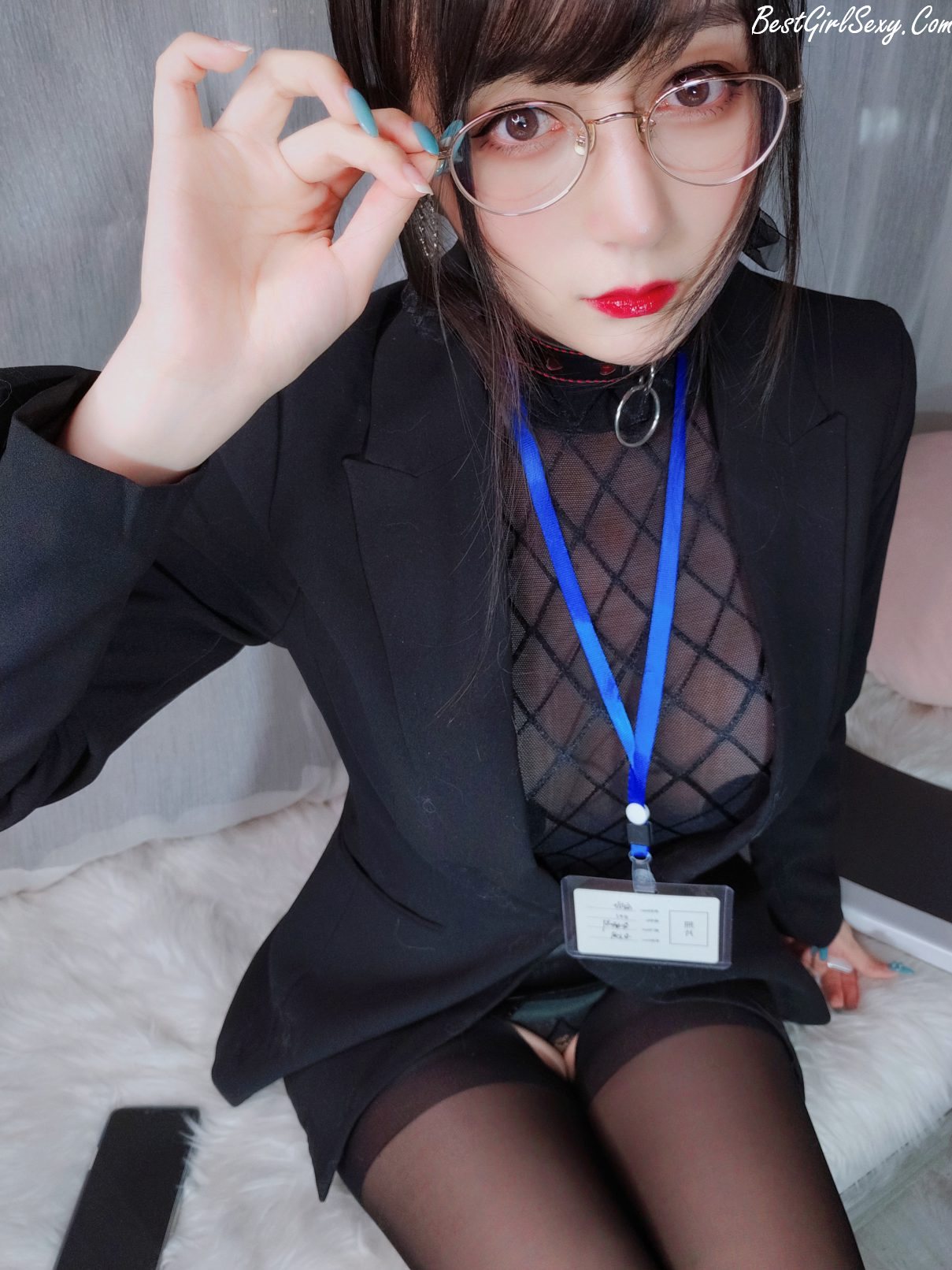 Coser@白银81 Vol.057 自撮り 黑丝情趣 A 0013