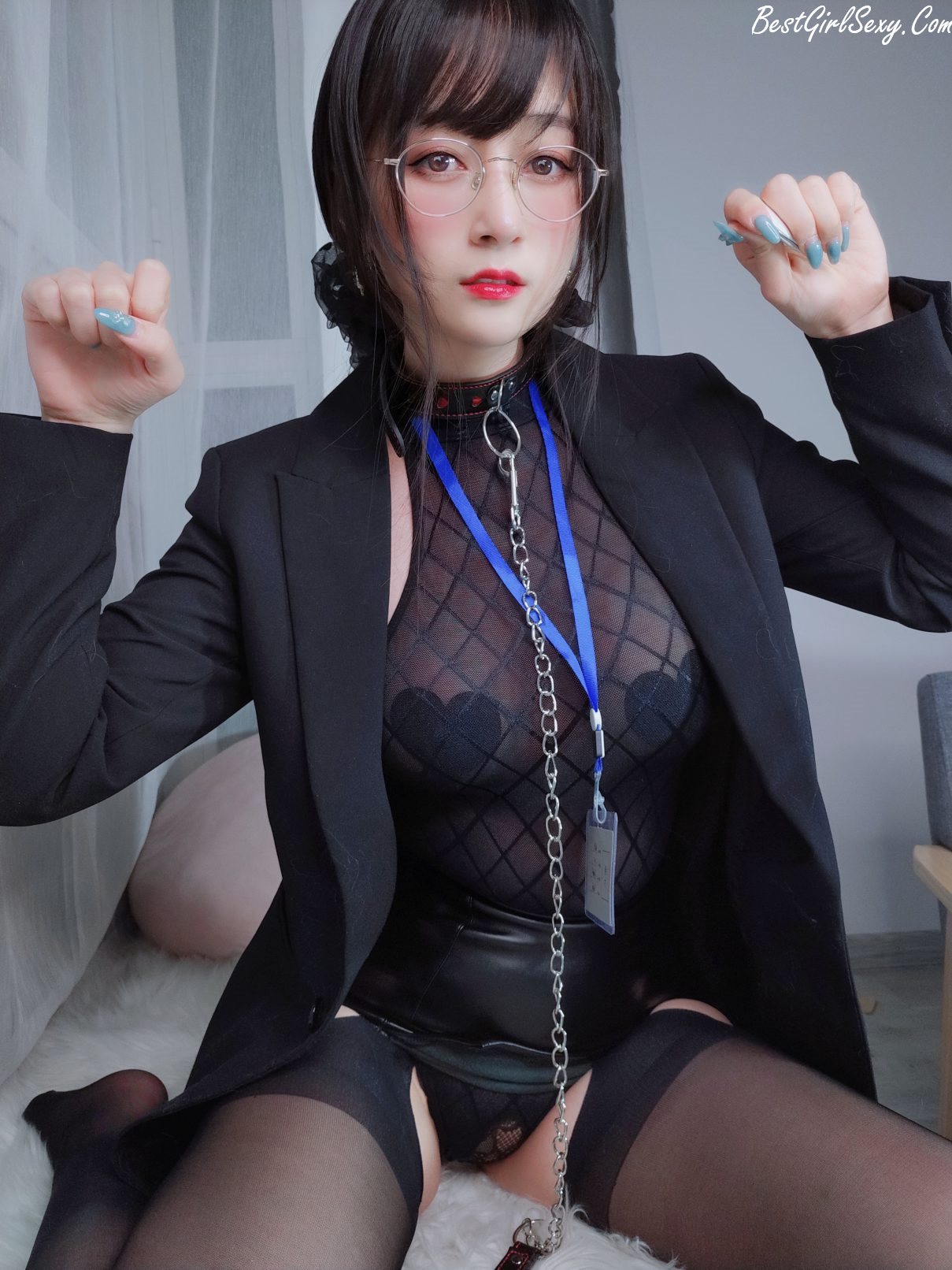 Coser@白银81 Vol.057 自撮り 黑丝情趣 A 0062