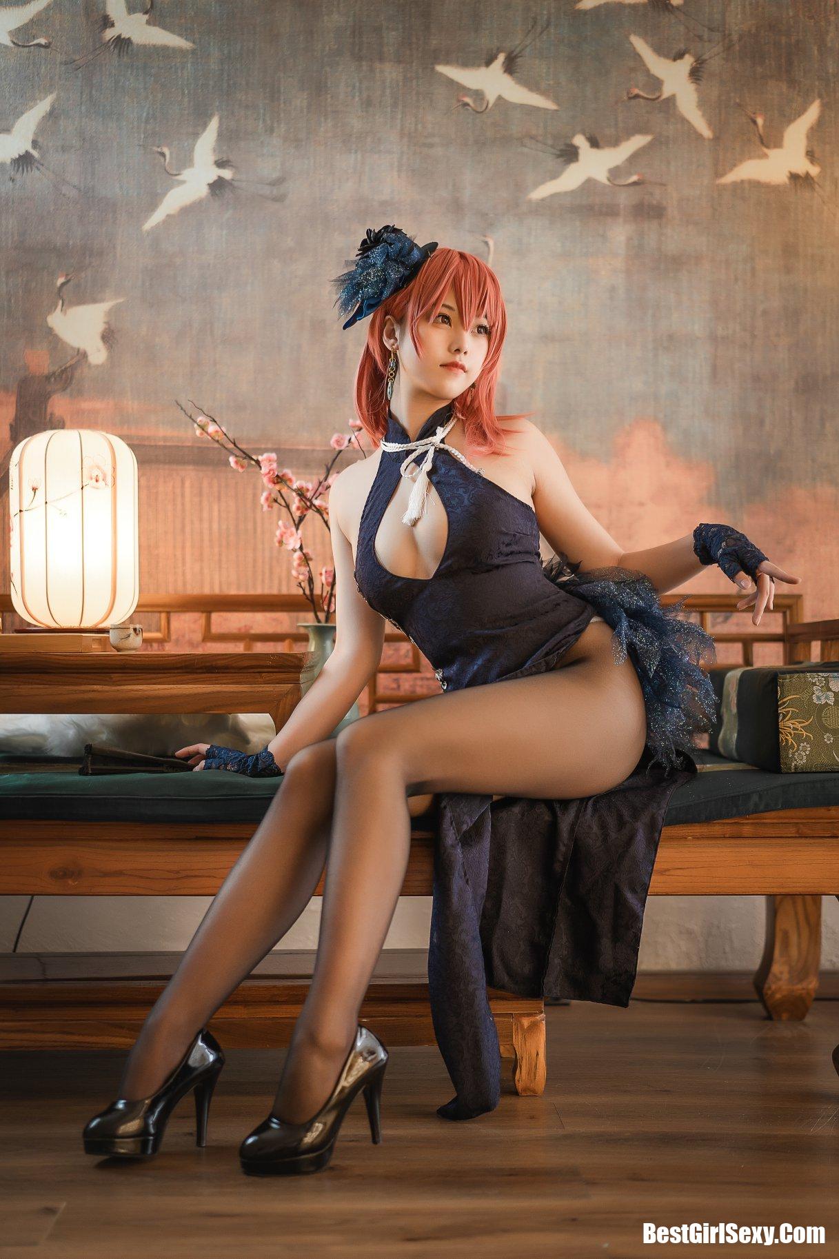 Coser@蜜汁猫裘 Vol.072 黑太子旗袍 5