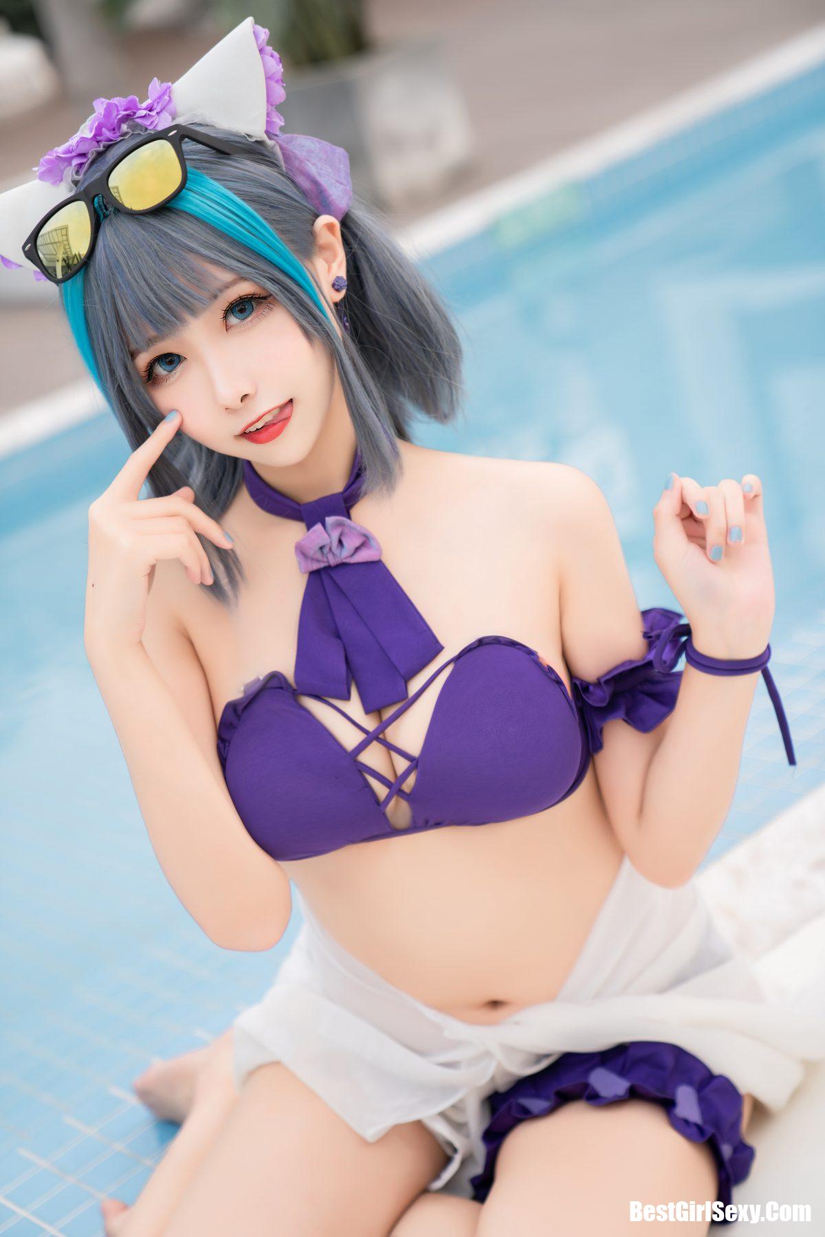 Coser@Momoko葵葵 Vol.017 柴郡水着 18